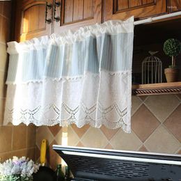 Curtain Yaapeet Short For Kitchen Door Half Cortinas Mediterranean Blue White Stripe Fresh Embroidery Cotton Rideau Home Decor