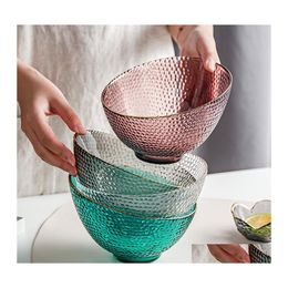 Bowls Nordic Golden Border Salad Bowl Transparent Glass Fruit Rice Meal Serving Soup Storage Container Decoration Tableware Drop Del Dhyel