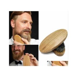 Bath Brushes Sponges Scrubbers Man Boar Bristle Beard Brush Hard Log Handle Comb Shaving Inventory Wholesale Drop Delivery Home G Dhexr