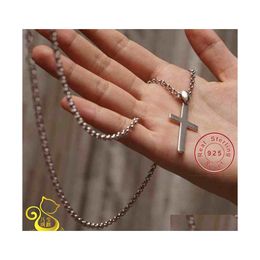 Pendant Necklaces 2022 Cross Jewellery 100 925 Sterling Sier Necklace Women Men Collar 16 Inch 4 Sizes Pick Drop Delivery Pendants Dhunl