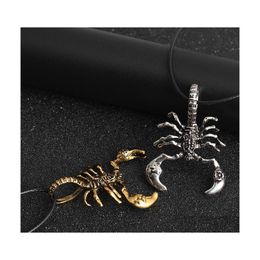 Pendant Necklaces Steampunk Necklace Men Chain Statement Gold Sier Color Alloy Scorpio Drop Delivery Jewelry Pendants Dh9Io