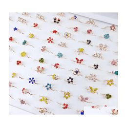 Band Rings Fashion Crystal Zircon For Women Colorf Sweet Flower Butterfly Ring Female Wedding Engagement Jewelry Gift Drop Delivery Dh7Qp