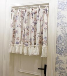 Curtain Garden Fresh Cotton Lace Half Short Partition Kitchen Bedroom Non-perforated Door Without Rod