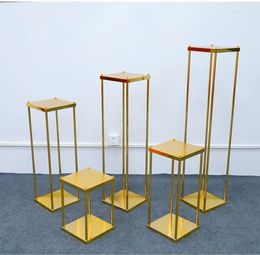 Party Decoration 2023 10pcs Style Wedding Metal Gold Colour Flower Vase Column Stand For Centrepiece Event