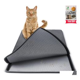 Cat Beds Furniture 3 Colours Large Double Layer Litter Mat Trapper Eva Waterproof Pad 3D Honeycomb Kitty Pet Catcher Drop Delivery Dhbyt