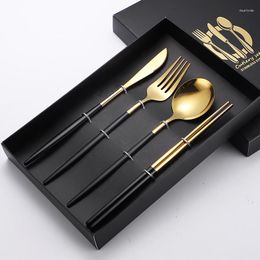 Dinnerware Sets Nordic Luxury Set Stainless Steel Kitchen Chopsticks Cutlery Fork Spoon Knife Vaisselle Accessories