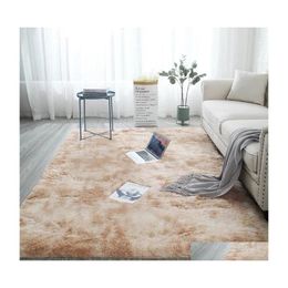 Carpets Plush Carpet Nordic Soft Decoration Mat Water Absorption Living Room Antislip Faux Fur Tiedyeing Rug Floor Blanket Bedroom D Dhobw