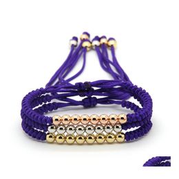 Charm Bracelets Wholesale 10Pcs/Lot Gift Fashion Jewellery 6Mm Purple String Anil Arjandas Mix Colours Braiding Rame Cz Beads Bracelet Dhula