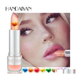 Lip Balm Handaiyan Temperature Color Changing Transparent Flower Crystal Jelly Lipstick Moisturizing Care Makeup Drop Delivery Healt Dhps0