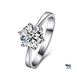 Cluster Rings Fashion S925 Stamped Sier Colour Women Wedding Ring Jewellery Plated High Quality Simple Crystal Cz Drop Delivery Dhwl7