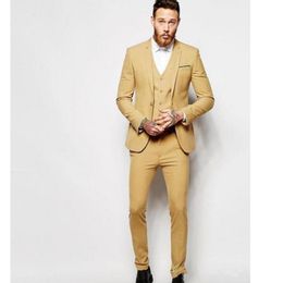 Men's Suits Handsome Light Beige Man Tuxedo Fashion Wedding Suit For Men Custom Made Two Pieces Groomsman Wear (Jacket Pants) & Blazers