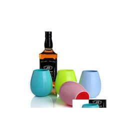 Wine Glasses Bright Surface Sile Glass Stemless Tumbler 4 Colors Rubber Beer Mug Eco Unbreakable Cups Bbq Cam Portable Drop Delivery Dhixe