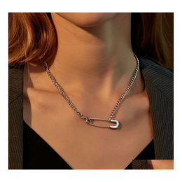 Pendant Necklaces Creative Safety Pin Chokers Necklace For Women Simple Paperclip Clavicle Chain Jewelry Gift Drop Delivery Pendants Dhsg2