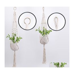 Other Home Decor Handmade Rame Plant Hanger Flower Pot For Wall Decoration Countyard Garden Tray Drop Delivery Dhjcn