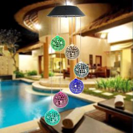 Decorative Figurines Objects & Garden Festival Colour Changing Outdoor Waterproof Patio ABS Hanging Spiral Spinner Disco Ball Yard Party Sola
