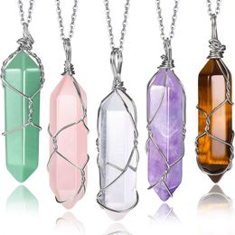 Pendants Yaomiao Crystal Necklaces Healing Stones Spiritual Pendant Natural Gemstone Jewellery With Adjustable Chain For Women Girls D Amwri