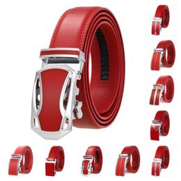 Belts Men Genuine Leather Belt Cowskin High Quality Male Fashion Jeans Chain Stretch Solid Red Men's