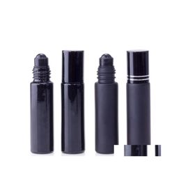 Packing Bottles Essential Oil Per Bottle 10Ml Black Glass Roll On With Obsidian Crystal Roller Thick Wall Rollon Drop Delivery Offic Dhofj