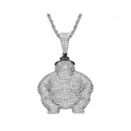 Pendant Necklaces Az Hip Hop Japanese Sumo Wrestler Iced Out Necklace For Men With Zircon Stone Long Link Rope Chain Choker Ship Dro Dhwbq