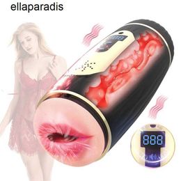 Adult massager Male Masturbators pussy Double Head Smart Heating Vibrating Masturbation Cup for Man Pussy Vagina Sexy Electric Aircraft