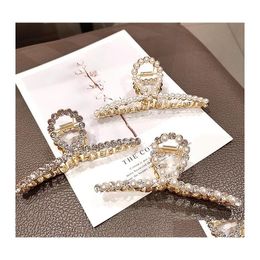 Hair Clips Barrettes Fashion Jewelry Metal Hairpin For Women Faux Pearl Rhinestone Clip Simple Shark Pin Lady Girl Back Head Barre Dhdev