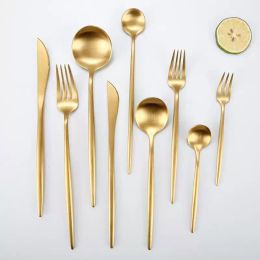 Gold Flatware Wedding Dinnerware Gold Cutlery Knife Fork Spoon Stainless Steel Tableware Silverware FY5666