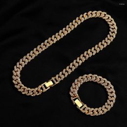 Chains 12mm Bold Cuban Chain Bracelets For Men Full Iced Out Rhinestones Links Bling Crystal Curb Punk Hiphop Bracelet