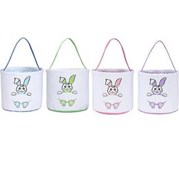 Party Gift Easter Bunny Basket Bags With Handle Carrying Gift Handbag Eggs Hunt Candy Snack Storage Bag Rabbit Toys Bucket Tote For Kids Party Decoration