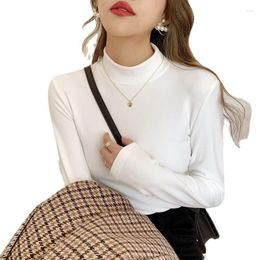 Women's Polos Basic Bottoming T-shirt For Women AutumnTurtle Neck Long Sleeve Slim Tee Shirt Solid All Match Tops Undershirt