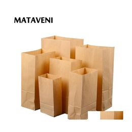 Gift Wrap 100Pcs Kraft Paper Bag Bags Candy Cookie Bread Nuts For Biscuits Snack Baking Package Supplies T200115 Drop Delivery Home Dhmpq