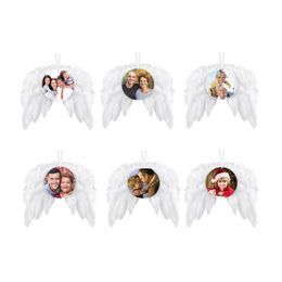 Christmas Decorations Feather Wings Sublimation Ornament Wooden Blanks Angel Z11 Drop Delivery Home Garden Festive Party Supplies Dhhck
