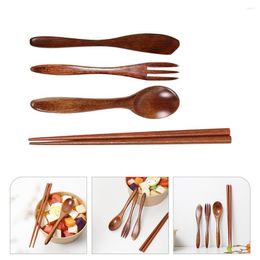 Dinnerware Sets Wooden Set Cutlery Utensils Spoon Fork Wood Silverware Travel Tableware Flatware School Portable Picnic