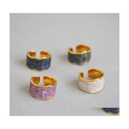 Charm Bracelets Korean Creative Coloured Ice Cream Handmade Enamel Glaze Irregar Modern Fashion Opening Index Finger Ring Female Drop Dhwwn