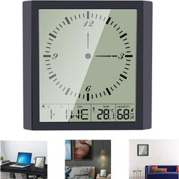 Uhren Zubehör Sonstiges Digitaler Wecker für Schlafzimmer, große LED-Analogwand, geräuschlos, nicht tickend, mit Schlummerfunktion, Luftfeuchtigkeit, Temperatur, Bedsi