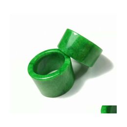 Cluster Rings Natural Green Jadeite Ring Mens Women Genuine Burma Emerald Jades Stone Jewellery Accessories For Male Gifts Drop Deliver Dhtak