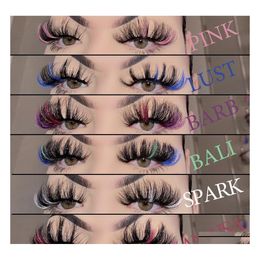 False Eyelashes Colour Eyelash Mink 3D Fake Lashes Natural Long 25Mm Coloured Lash Party Makeup Kit Colorf Eye Wholesale Drop Delivery Dhsdf