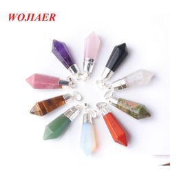 Pendant Necklaces Natural Stone Drop Hexagonal Pointed Bead Rhodonite Jasper Simple Pendants For Necklace Women Jewellery Chain Bo942 D Dhnb3