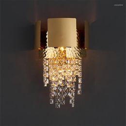 Wall Lamps Luxury Gold Stainless Steel Crystal Lamp For Living Room Bedroom Design Bathroom Mirror Decor Light