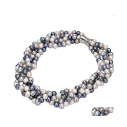 Pendant Necklaces Guaiguai Jewellery 20 4 Strands 910Mm White Black Round Pearl Necklace Drop Delivery Pendants Dhedh