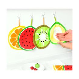 Cleaning Cloths Hanging Cartoon Fruit Pattern Hand Towels Kitchen Absorbent Wipes Cleanings Childrens Handkerchiefs Inventory Drop D Dh3Ae