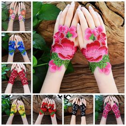 Link Bracelets Bohemian Gloves Wrist Brace Women Embroidered Fingerless Cover Jewellery Half Finger Bracelet