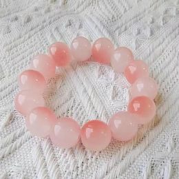 Strand Naturstein -Gradient Chalcedony Jades Perlen Armband rund rosa Weiß für Schmuck Buddha Geschenke
