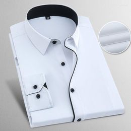 Men's Casual Shirts Fashion Button Up Men's Dress Shirt Oversized White Blue Male Pocketless Business Formal Plus Size 6XL 7XL 8XL