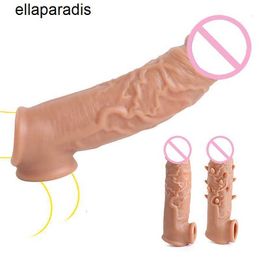 Adult massager Realistic Dildo Reusable Penis Sleeve Male Dick Extender Enhancer Enlargement Cock Enlargers Sex Toys for Men