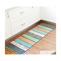 Cushion/Decorative Pillow Kitchen Floor Mat Vintage Wood Panel Decor Nonslip Carpet Bathroom Absorbent Doormat Bedside Rug 55X160Cm Dhmne