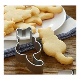 Baking Pastry Tools Cat Shaped Aluminium Mould Sugarcraft Cake Cutter Mod Biscuit Cookie Drop Delivery Home Garden Kitchen Dining B Dhgel