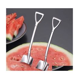 Spoons Mini Shovel Shape Spoon Home El Party Stainless Steel Fruits Scoop Ice Cream Desserts Square Cusp Head Ladle Arrival 1 9Dh G2 Dhbqv