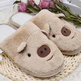 Slippers Woman Plus Size 36-45 Drop Women Winter Warm Home Female Couple Shoes Plush Cute Animal Ladies Slipper