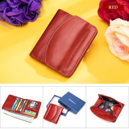 Wallets Women's Vintage Wallet Genuine Leather Short Coin Purse Multi-Card Purses Large Fashion Design Business With Card Holders