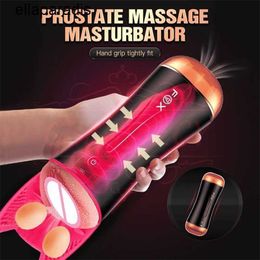 Adult massager Male Masturbation Cup Dual Channel Oral Sex Vagina Anal Realistic Pussy Masturbator Erotic Machine Toy